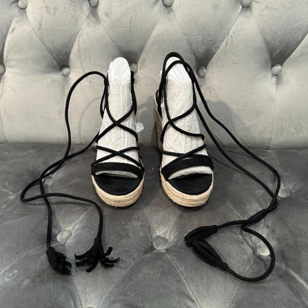 Women Guess Black Strappy Wedge Heels  Women Size 5